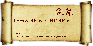 Hortolányi Milán névjegykártya
